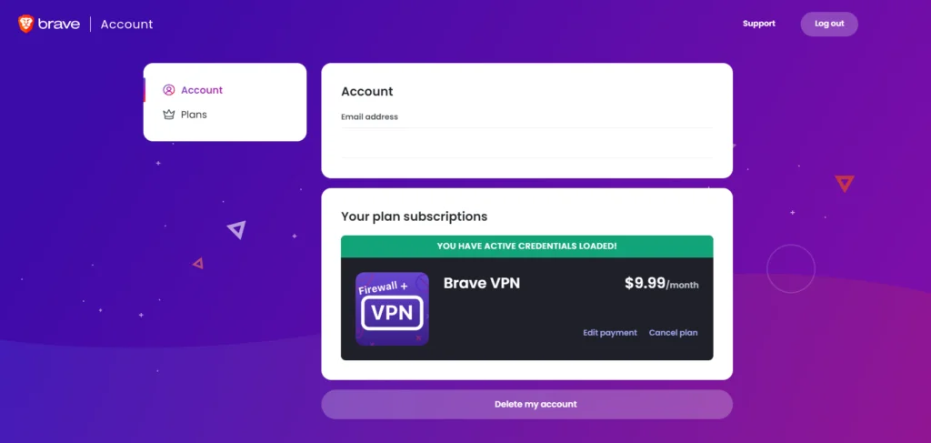brave vpn web, subscription detail